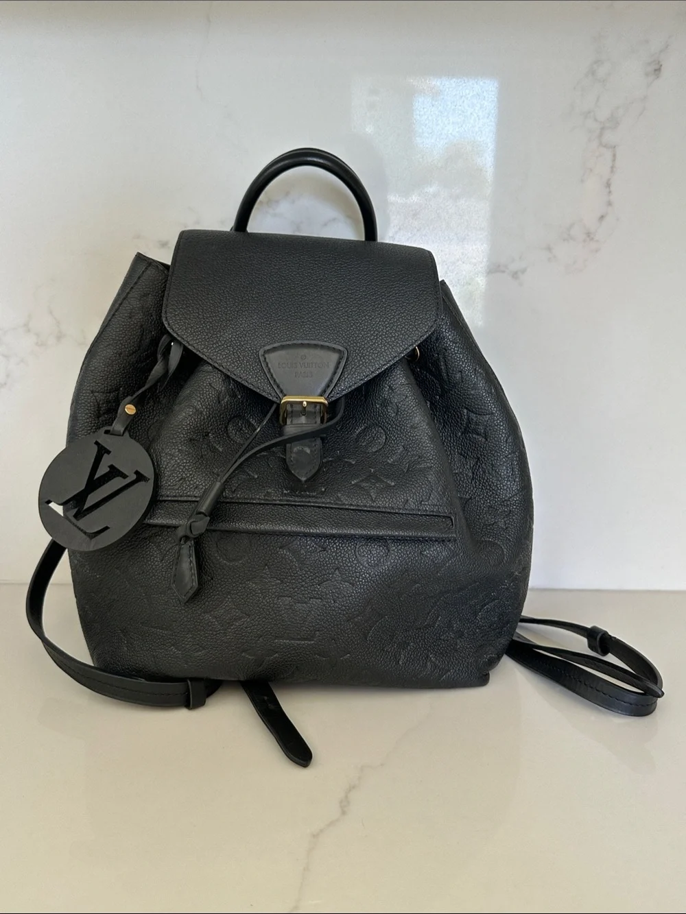 Louis Vuitton Montsouris PM in Black Monogram Empreinte Leather